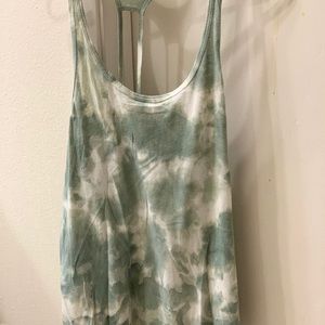 Green and white tie dye tank top